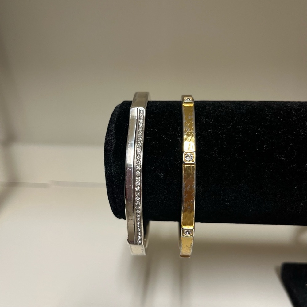 Set Lot 2 Brighton Toledo Mido Meridian Zenith Bangle Bracelet Silver Gold Tone